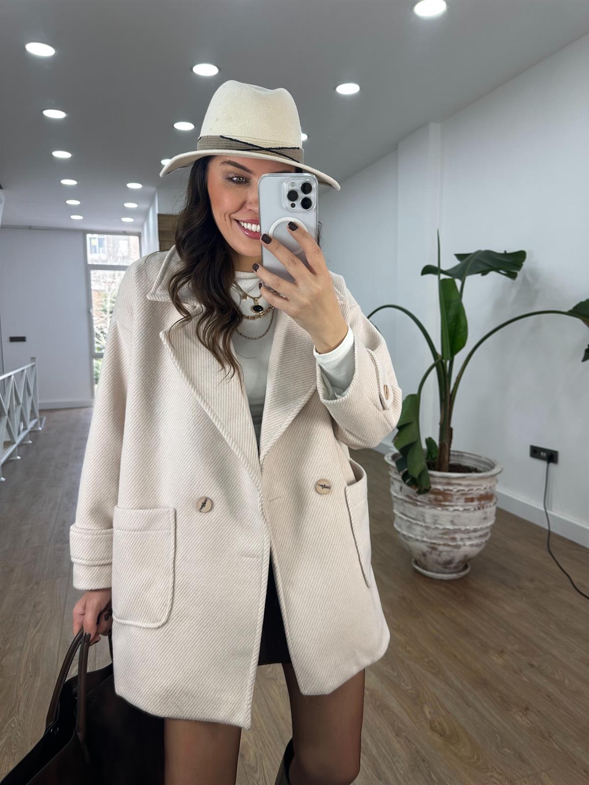 Düşük Kol Oversize Kaban - Taş