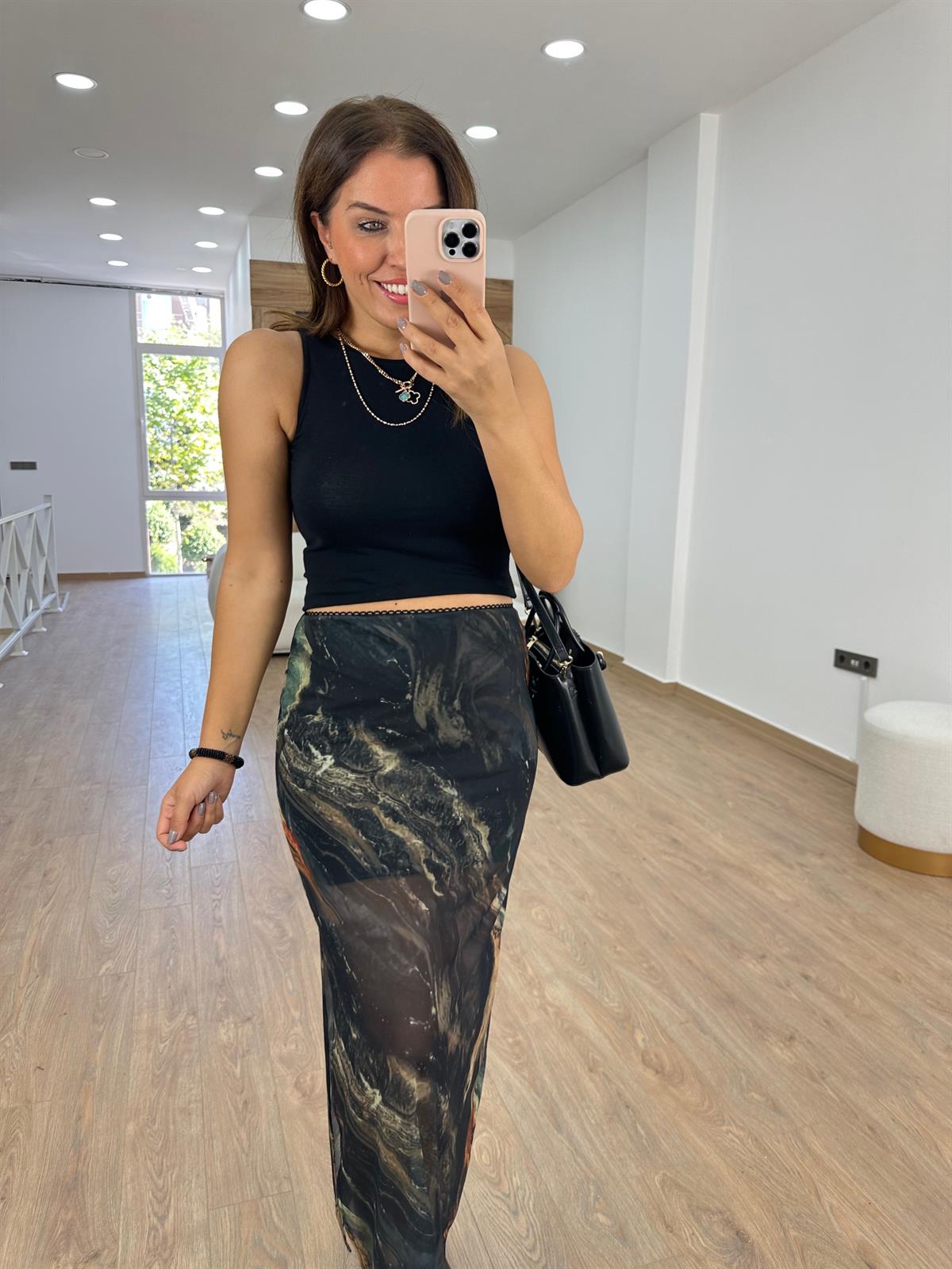 Ebruli Desen Tül Etek