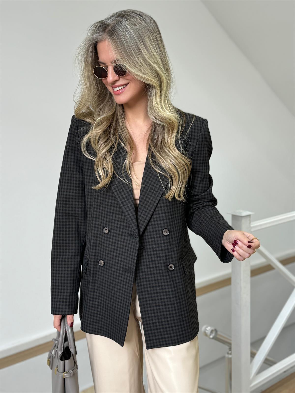 Ekoseli Blazer Ceket