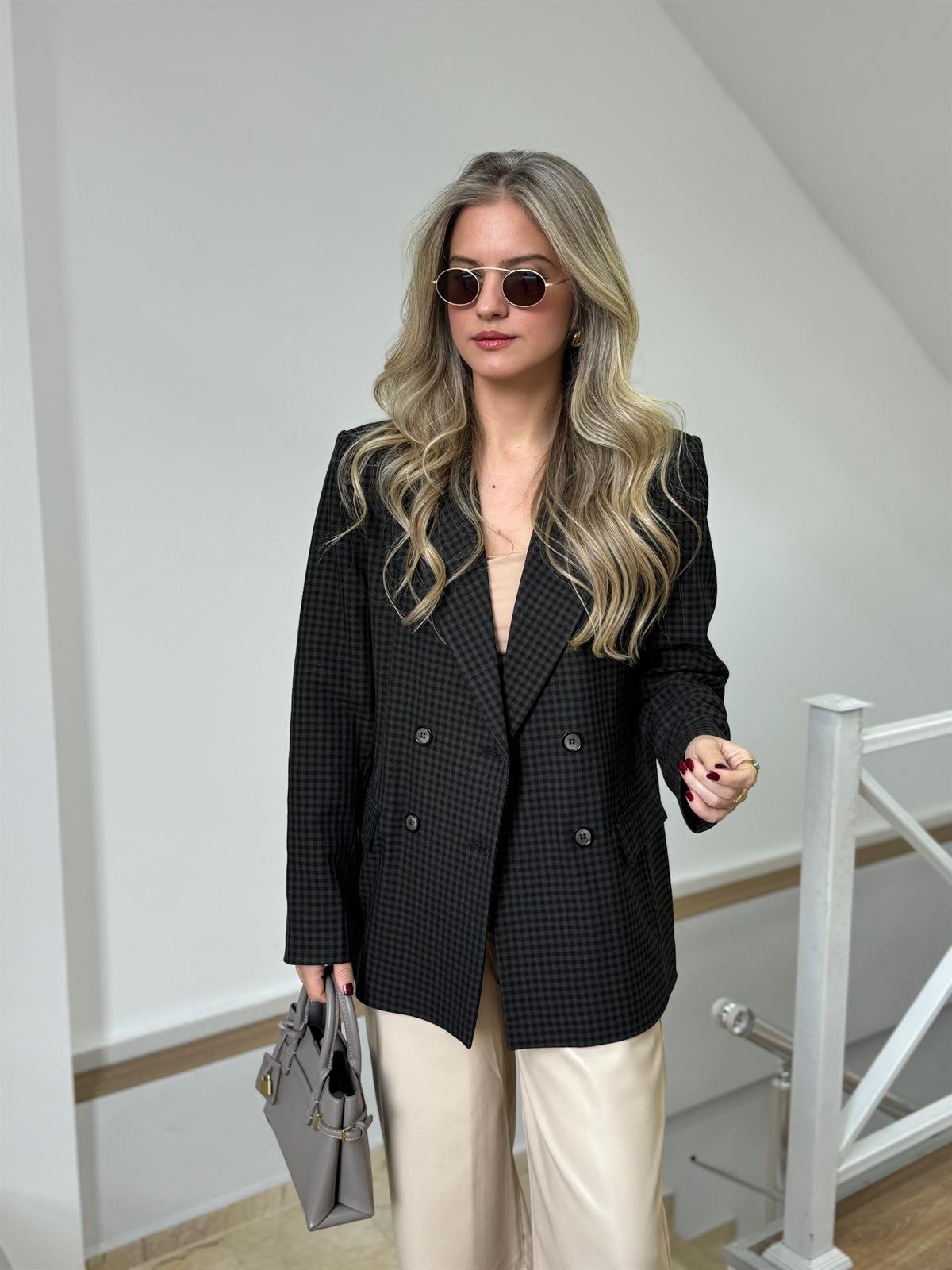 Ekoseli Blazer Ceket