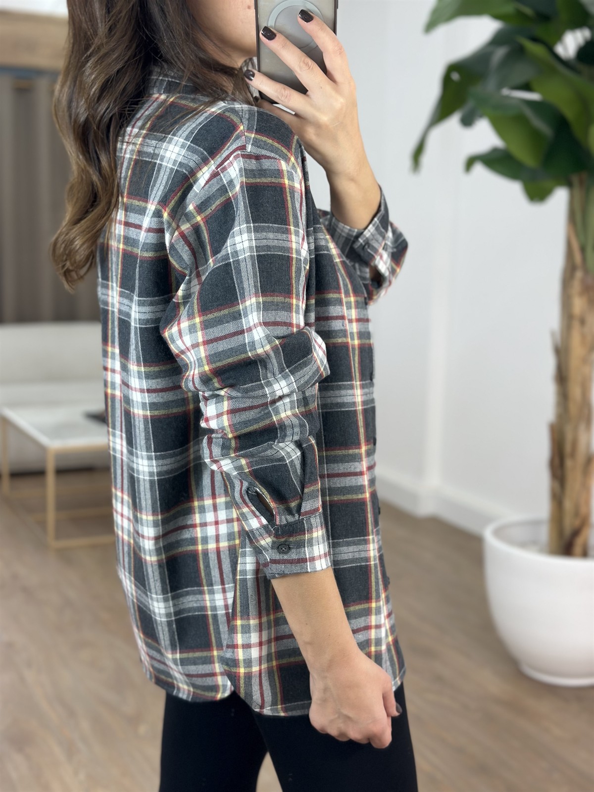 Ekoseli Oduncu Gömlek - Antrasit Bej