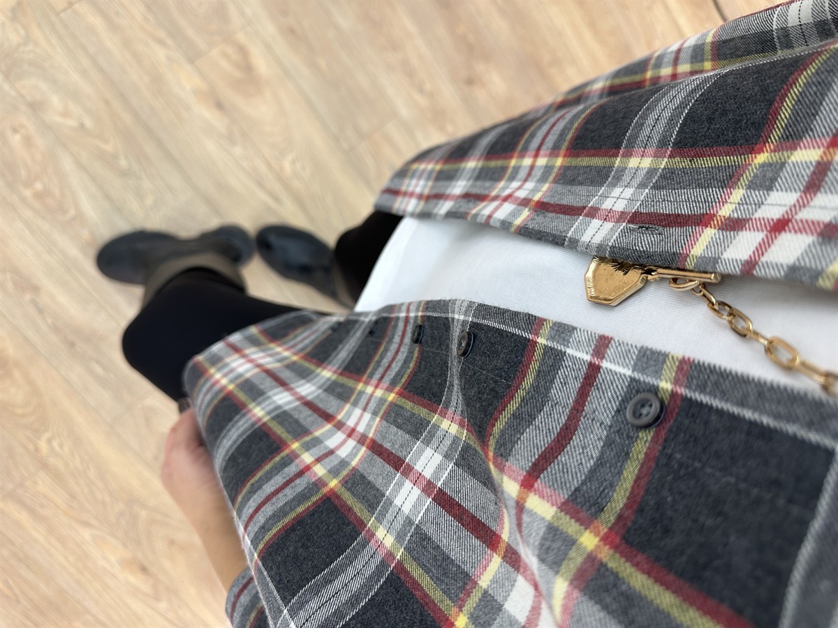 Ekoseli Oduncu Gömlek - Antrasit Bej