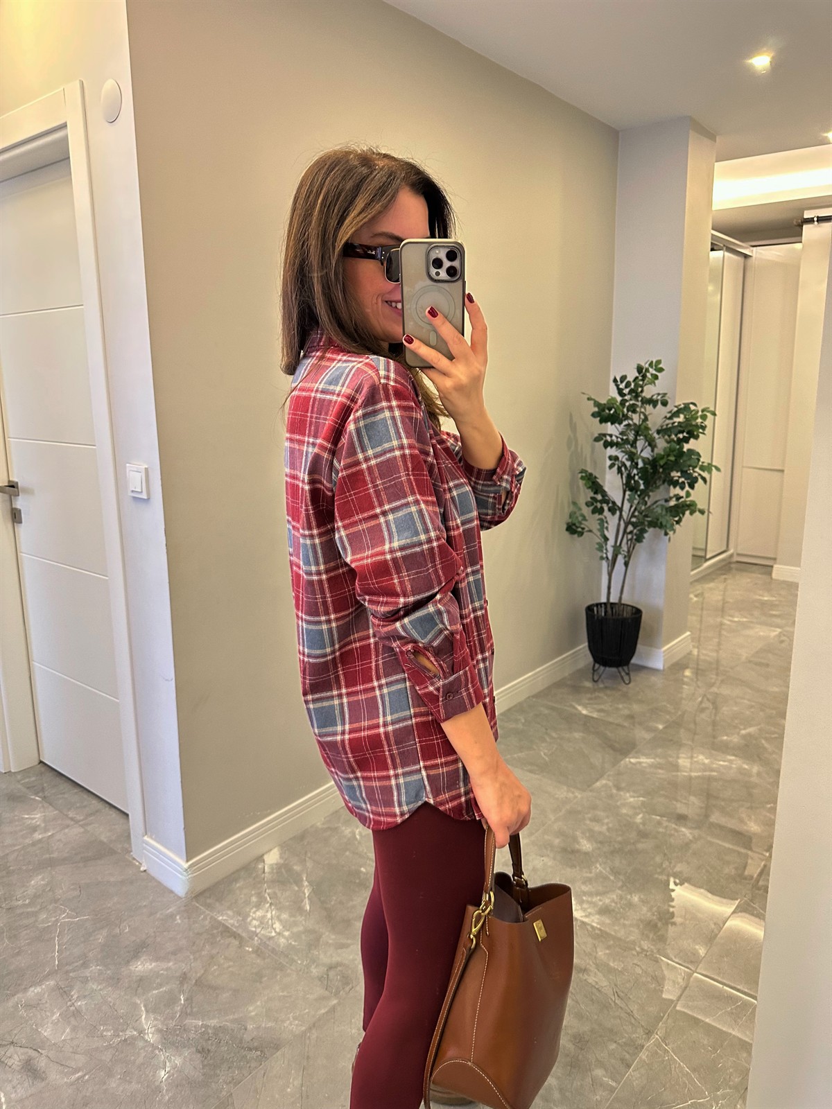 Ekoseli Oduncu Gömlek - Bordo