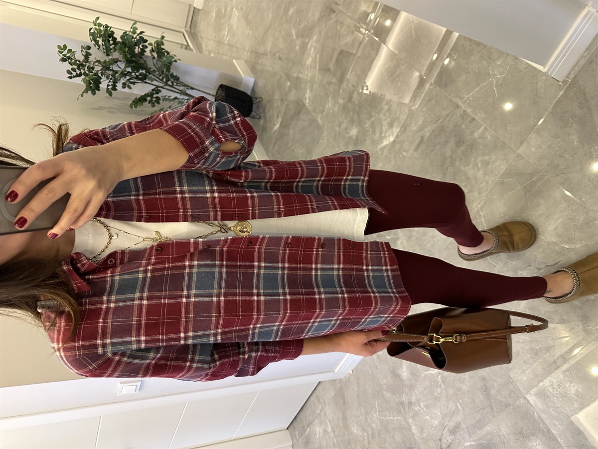 Ekoseli Oduncu Gömlek - Bordo