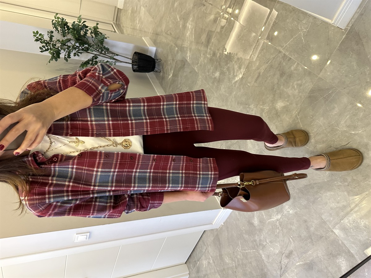 Ekoseli Oduncu Gömlek - Bordo