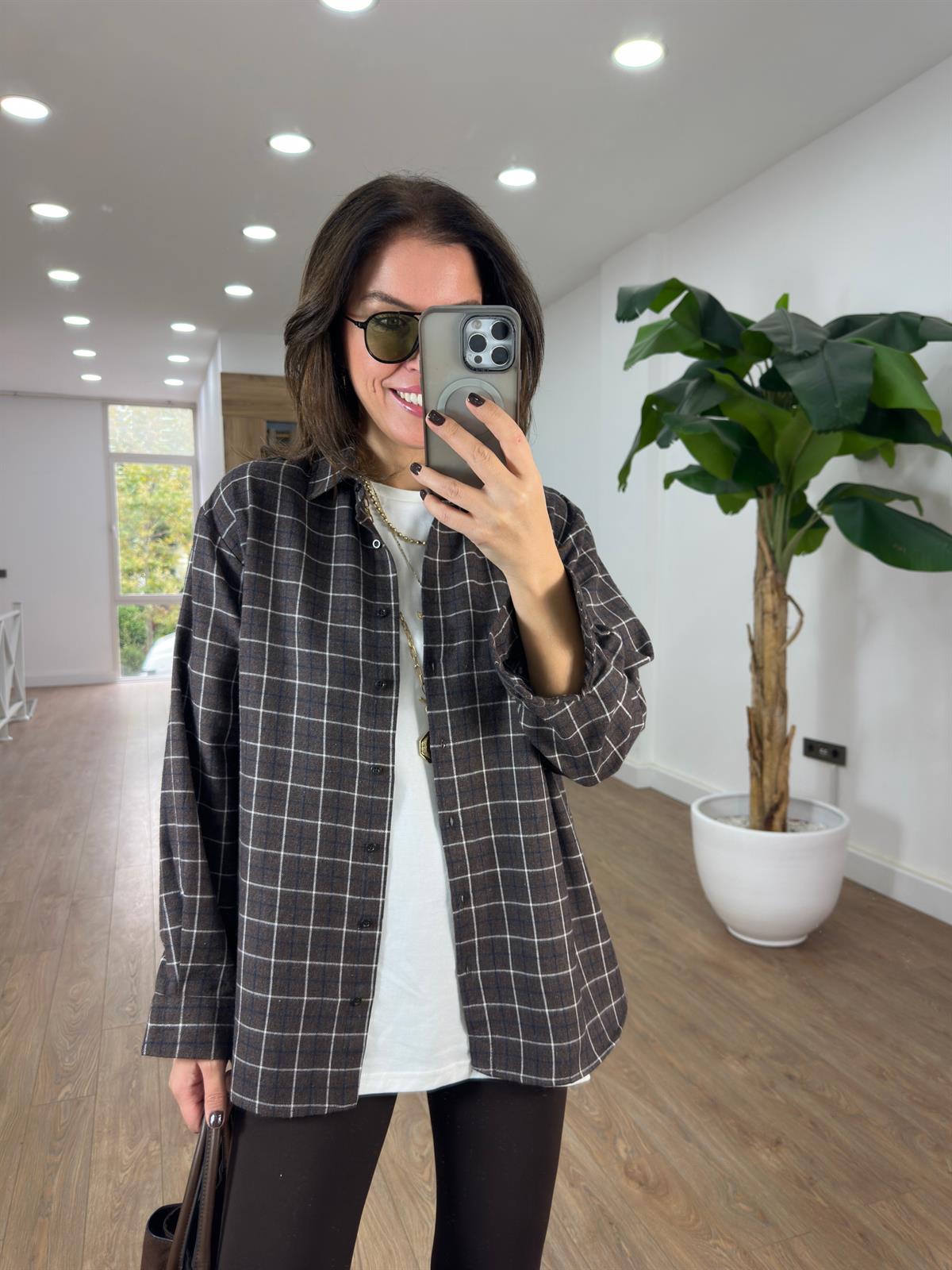 Ekoseli Oduncu Gömlek - Kahverengi