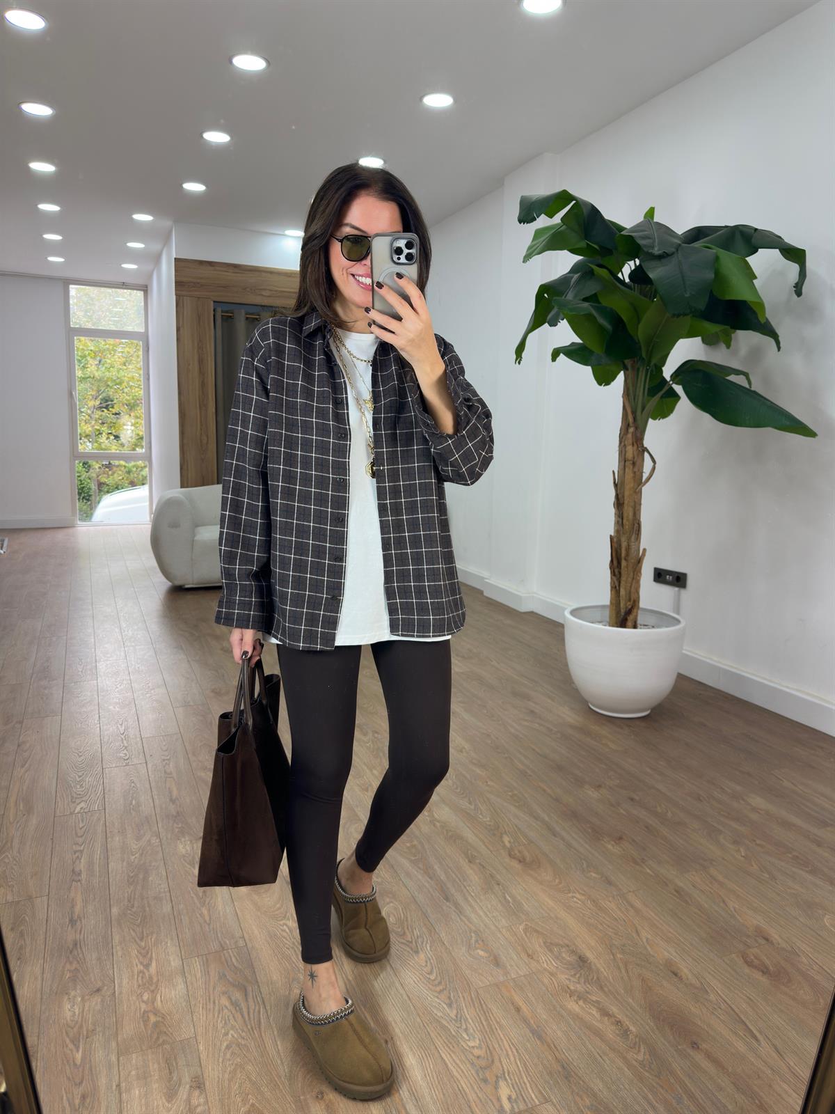 Ekoseli Oduncu Gömlek - Kahverengi