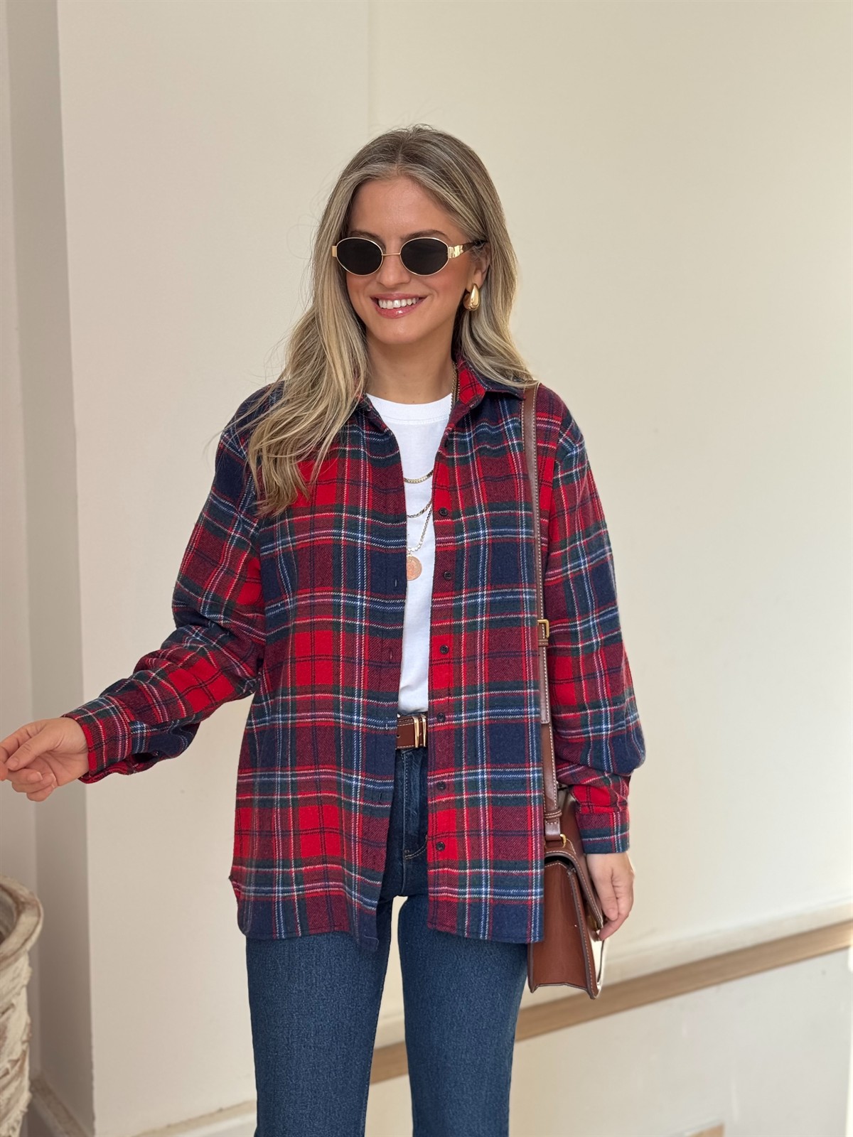 Ekoseli Oduncu Gömlek - Kırmızı