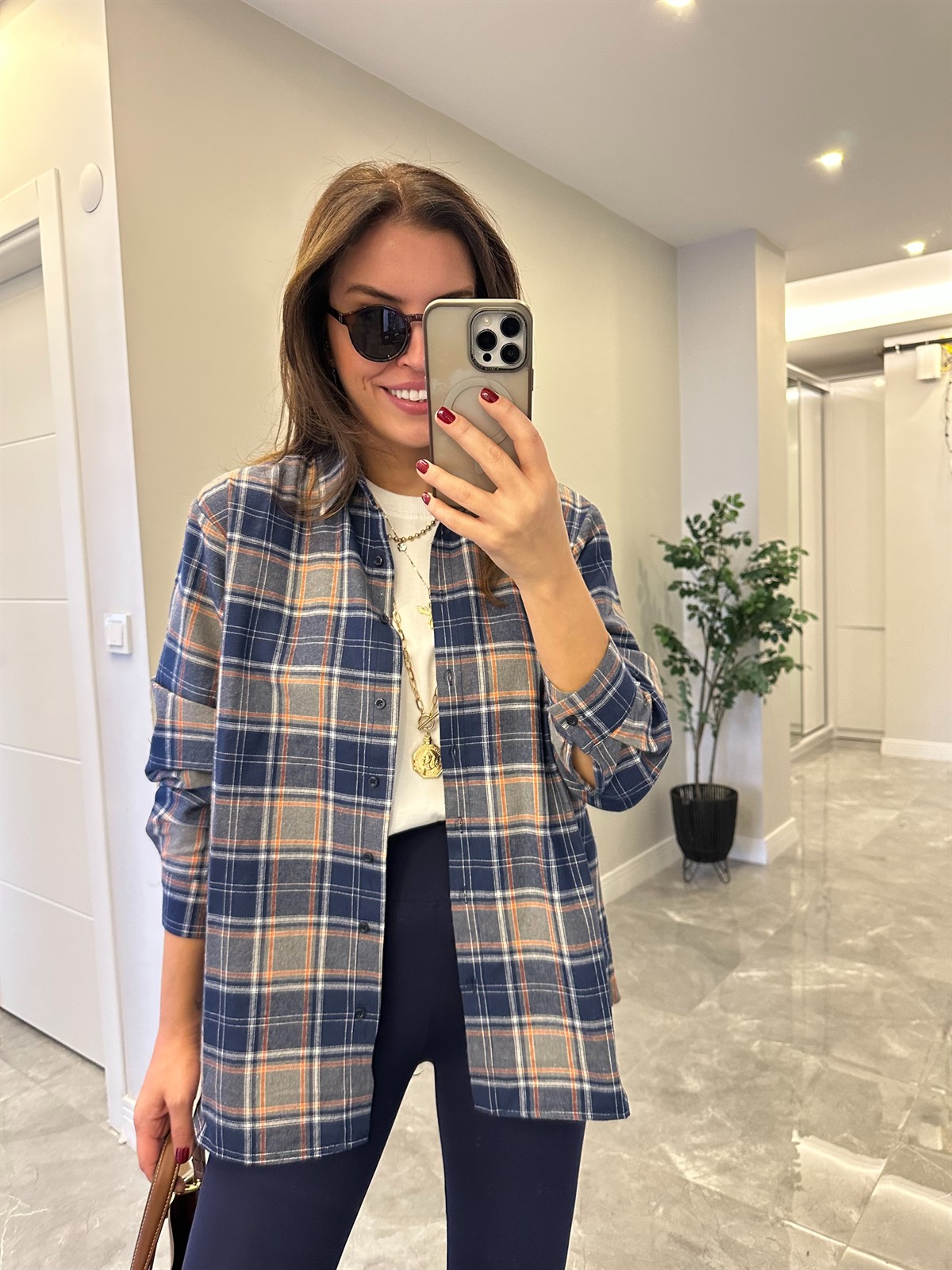 Ekoseli Oduncu Gömlek - Lacivert