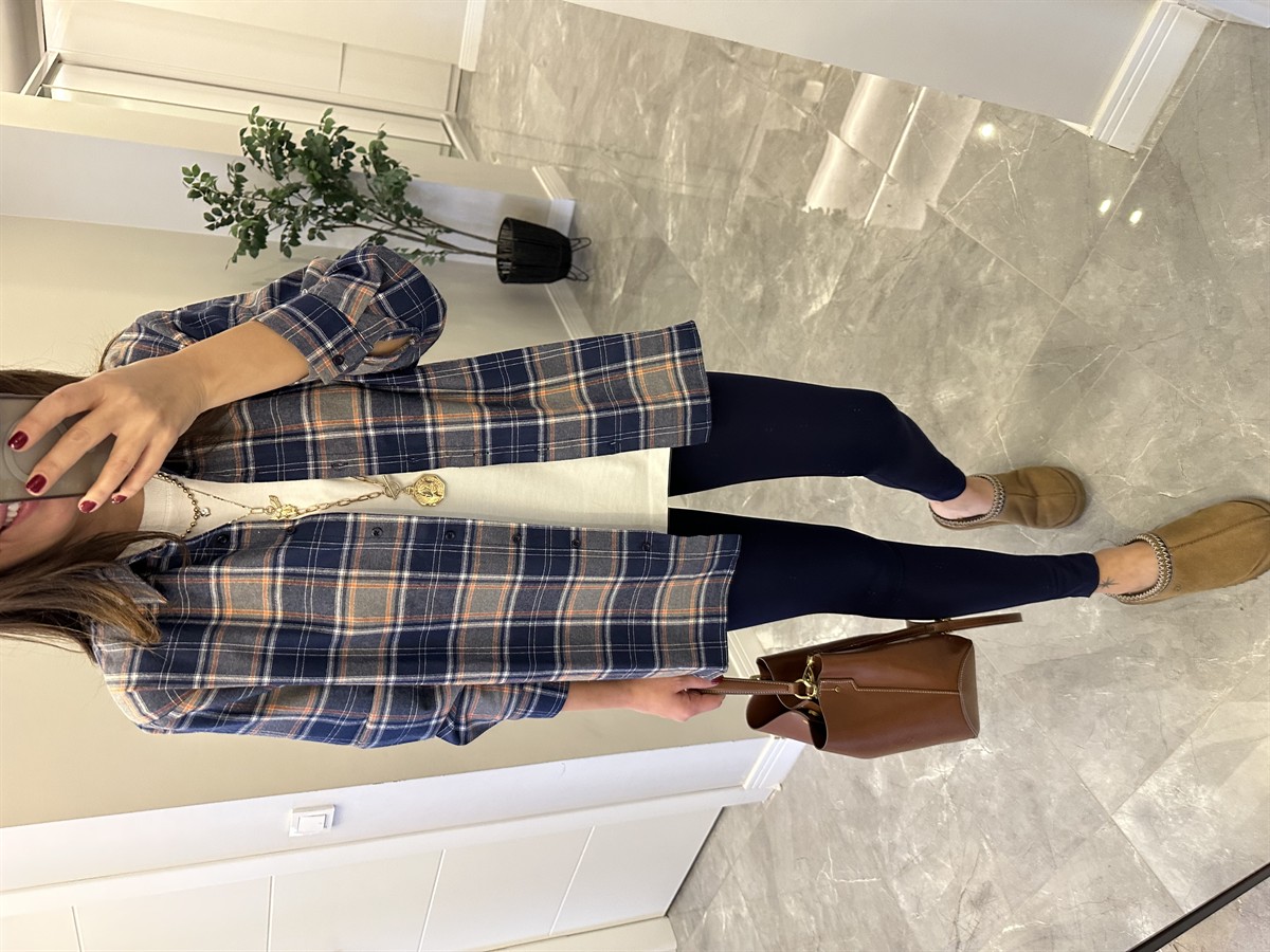 Ekoseli Oduncu Gömlek - Lacivert