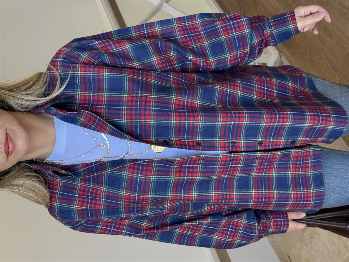 Ekoseli Oduncu Gömlek  - Mavi/Kırmızı