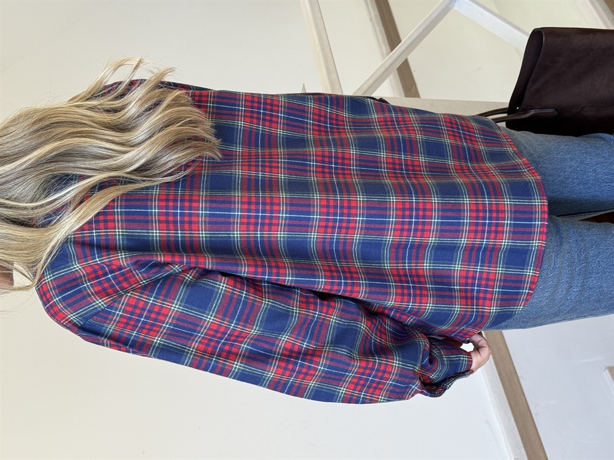 Ekoseli Oduncu Gömlek  - Mavi/Kırmızı