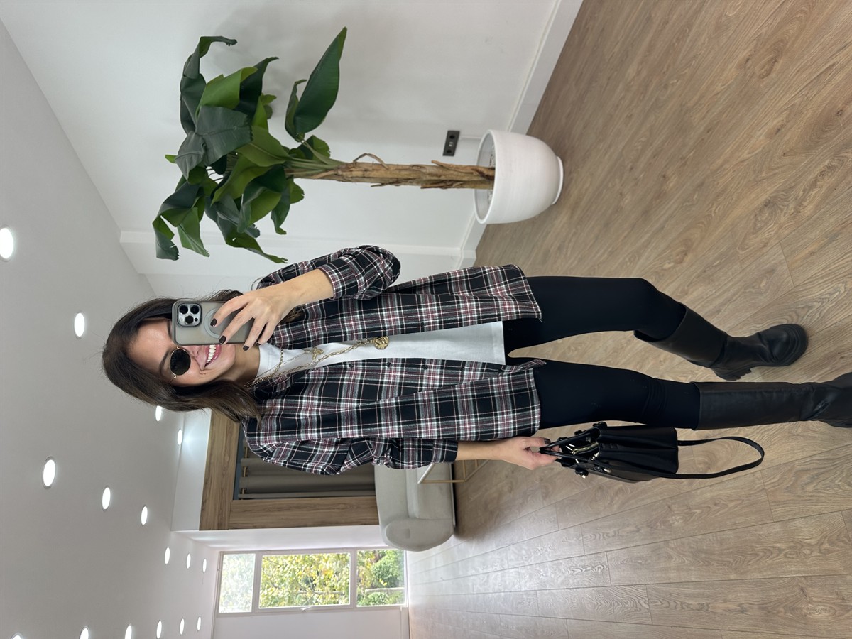 Ekoseli Oduncu Gömlek - Siyah Bordo