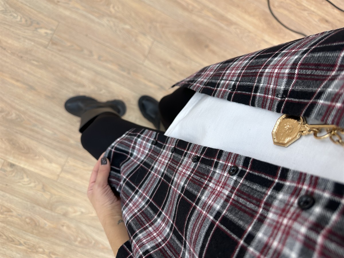 Ekoseli Oduncu Gömlek - Siyah Bordo