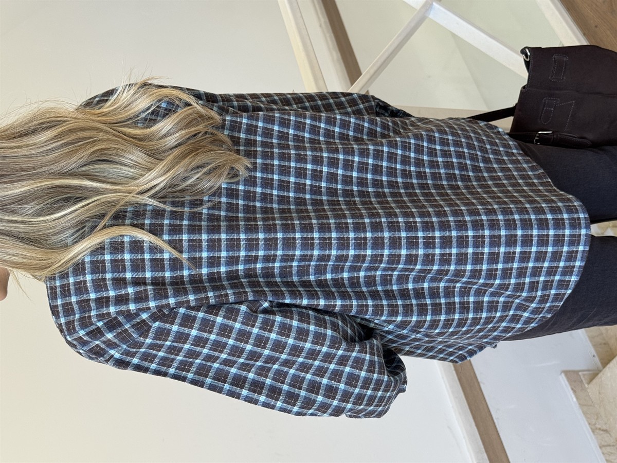 Ekoseli Oduncu Gömlek  - Turkuaz/Kahve