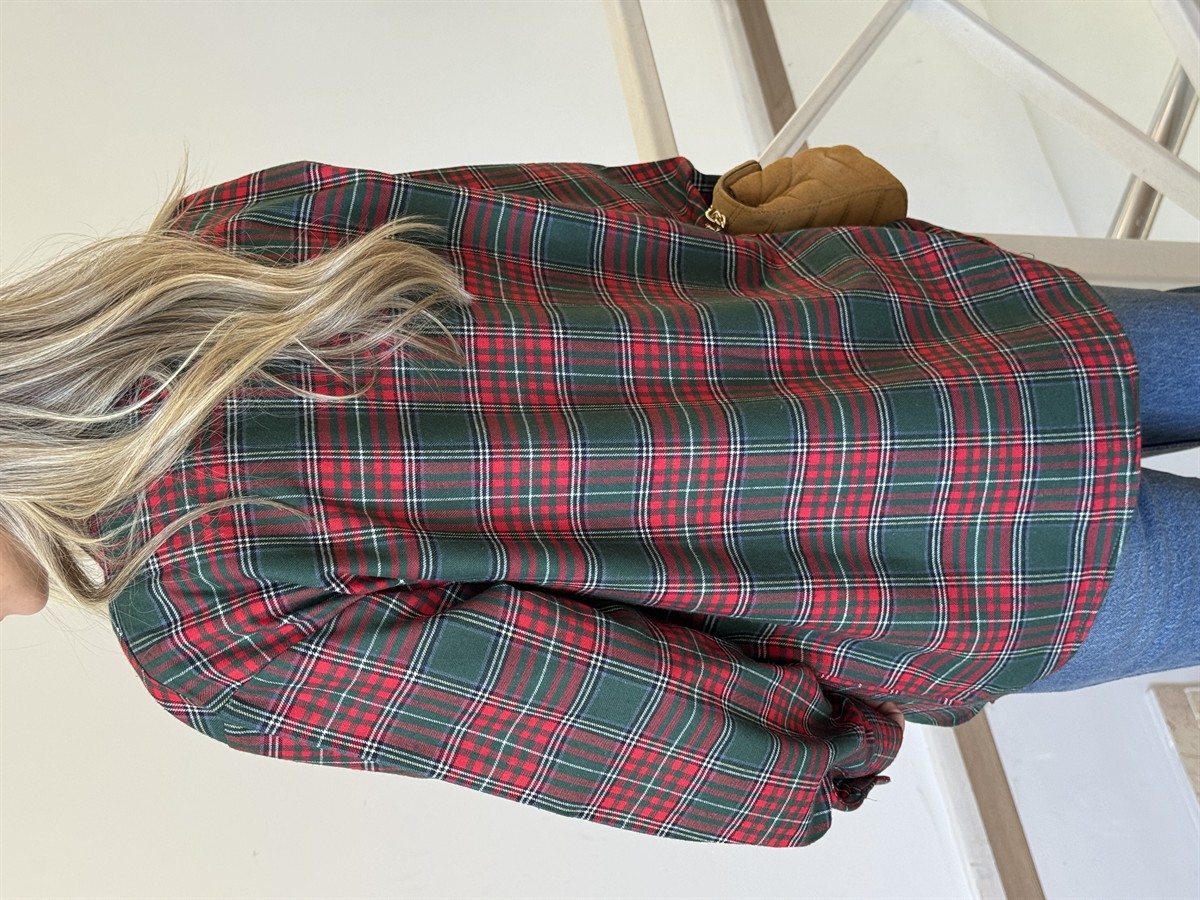 Ekoseli Oduncu Gömlek  - Yeşil/Kırmızı