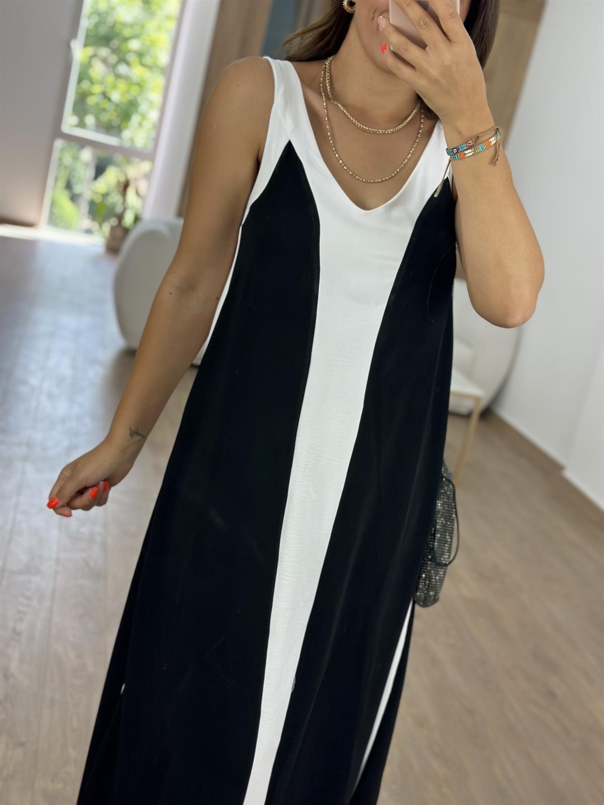 Etek Ucu Asimetrik Kalın Askılı Elbise