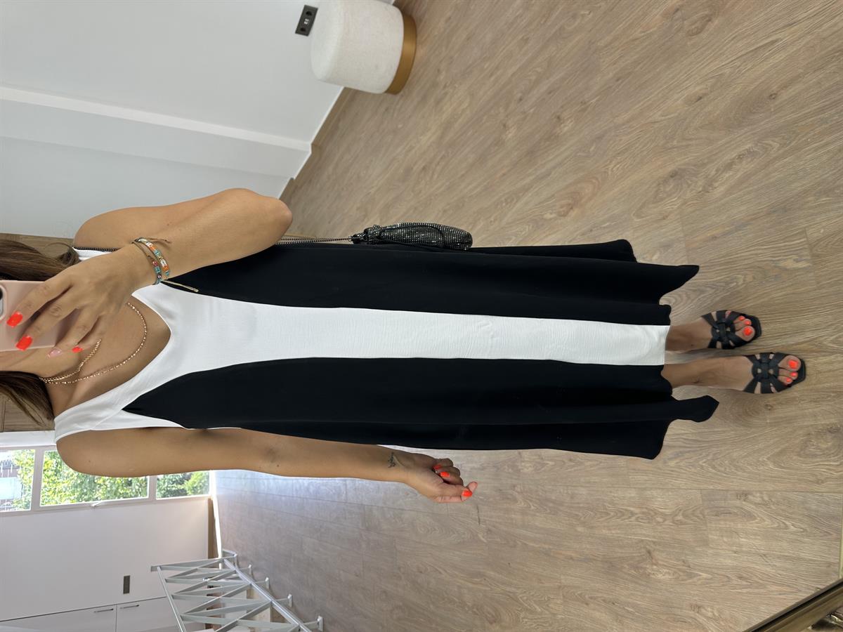 Etek Ucu Asimetrik Kalın Askılı Elbise