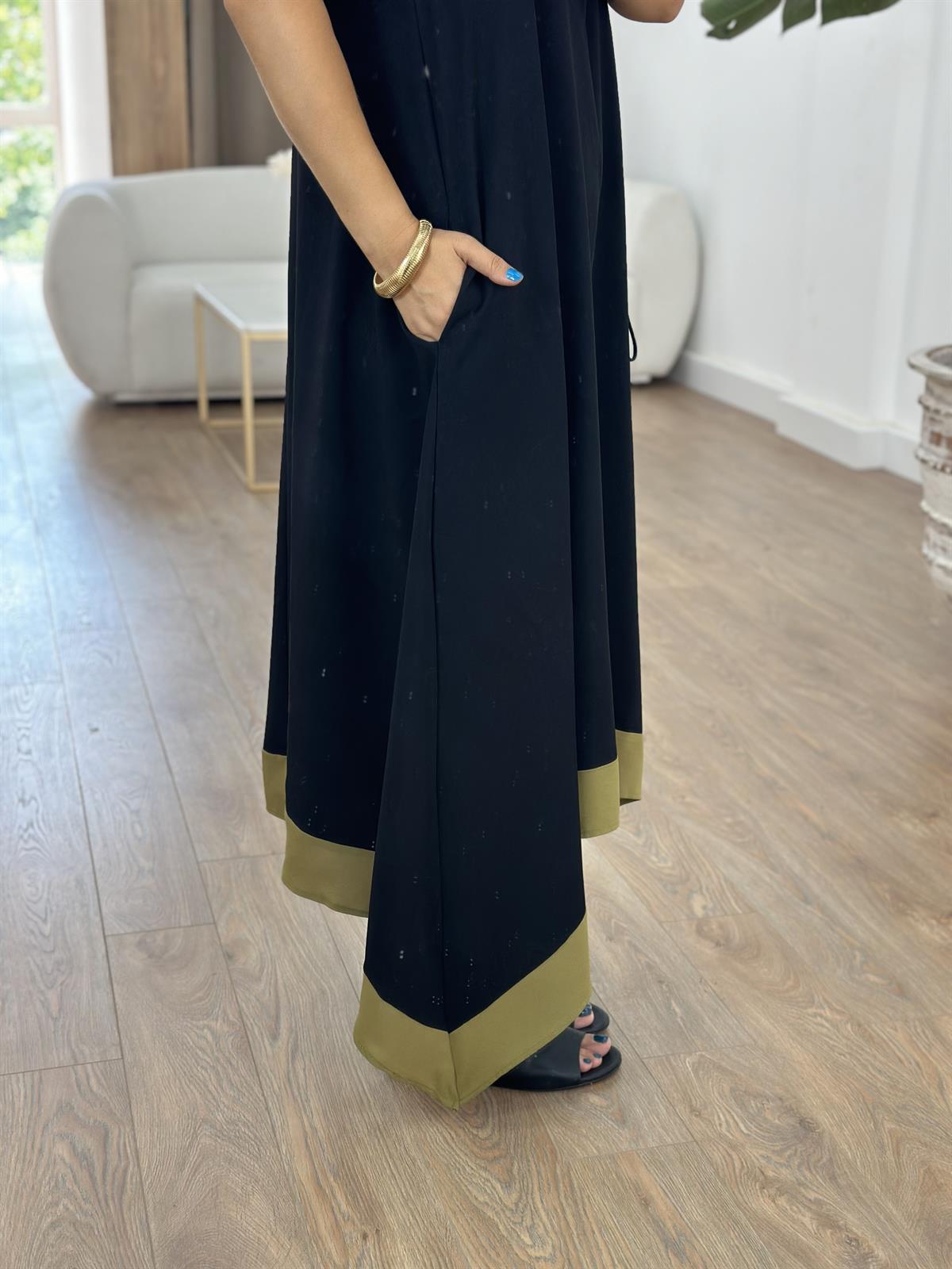 Etek Ucu Garnili Cepli Salaş Elbise