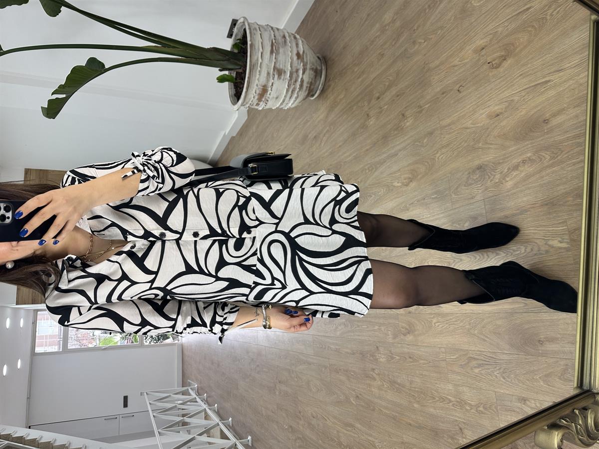 Etek Ucu Volanlı Gömlek Elbise