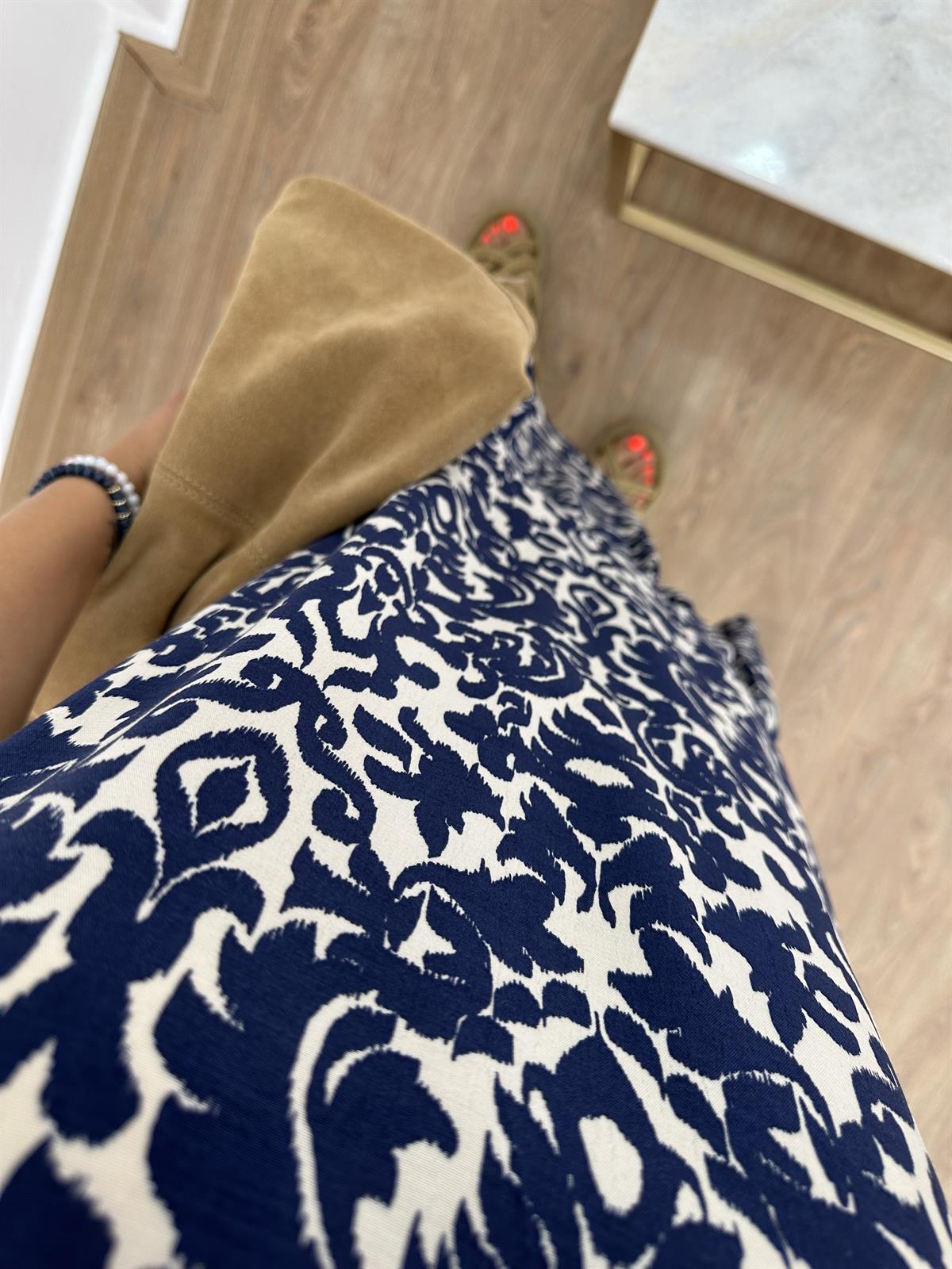 Etek ucu volanlı viskon elbise Lacivert