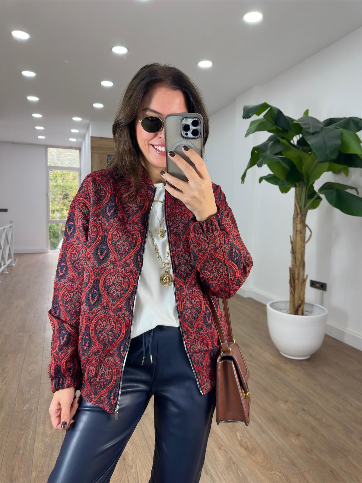 Etnik Desenli Bomber Ceket 