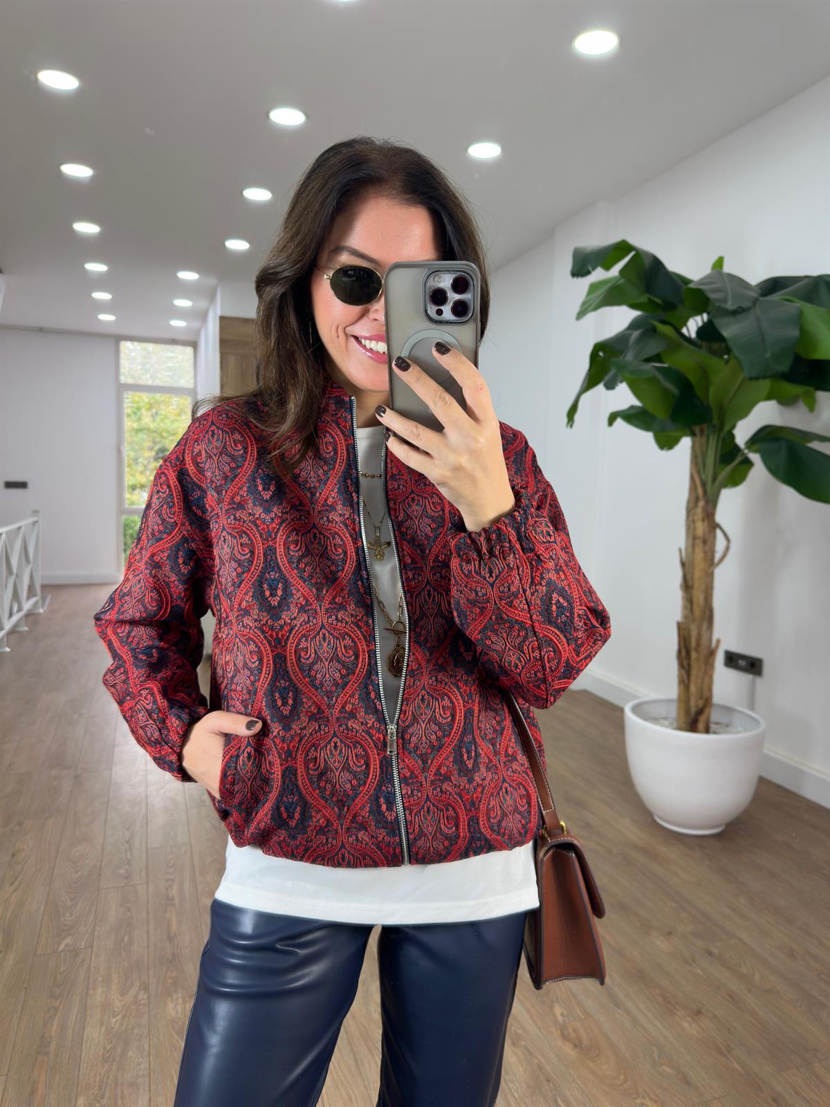 Etnik Desenli Bomber Ceket 