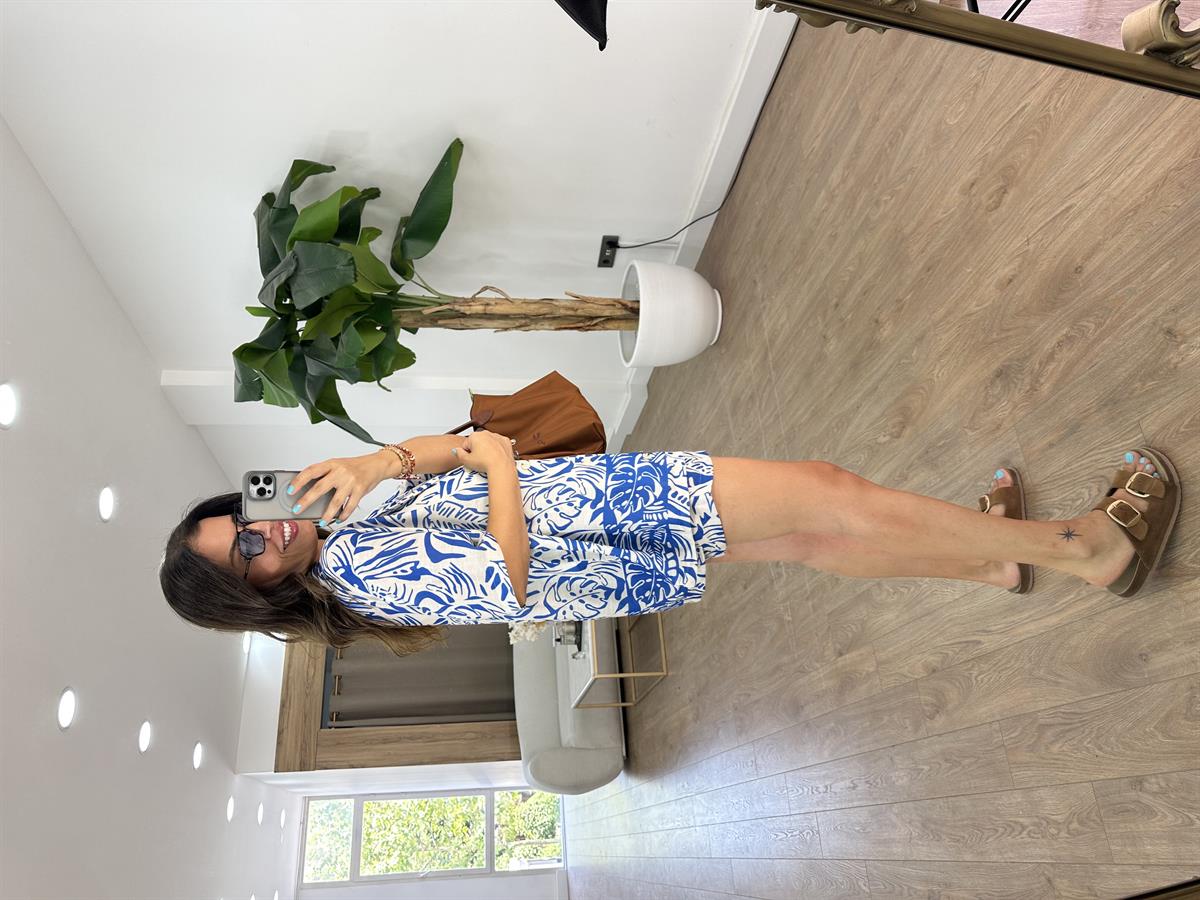 Etnik Desenli Şort Gömlek Takım 