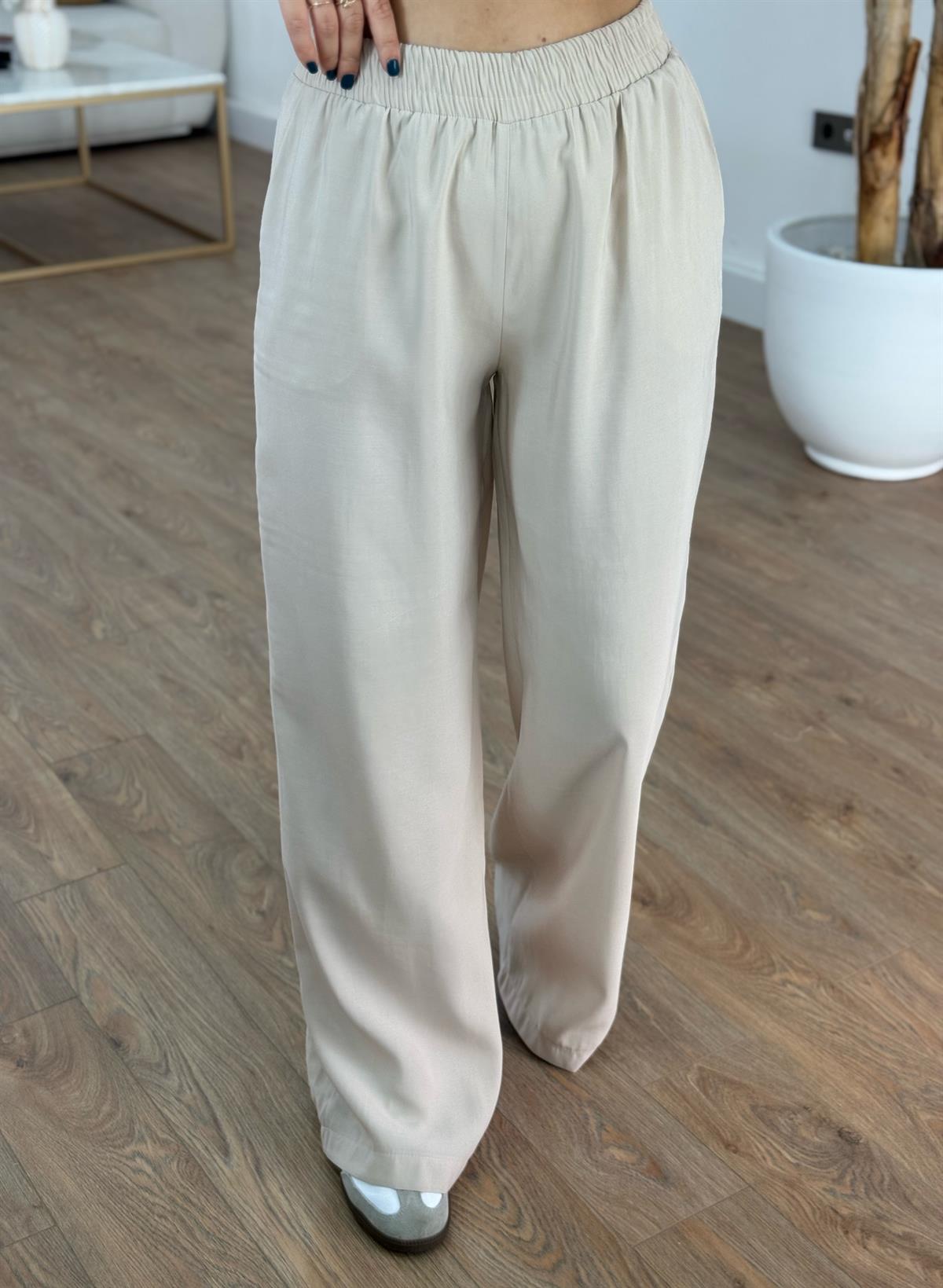 Fermuar Detaylı Bluz Pantolon Takım - Bej