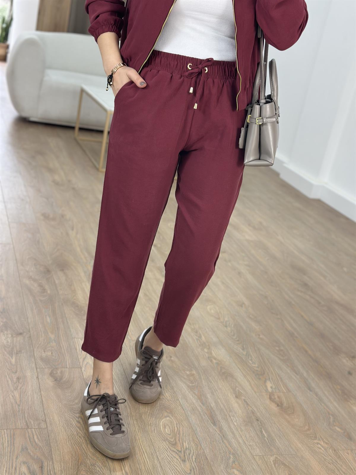 Fermuarlı Pantolon Ceket Takım - Bordo