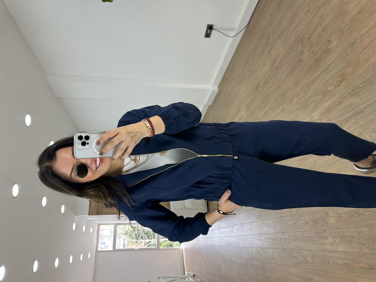 Fermuarlı Pantolon Ceket Takım - Lacivert