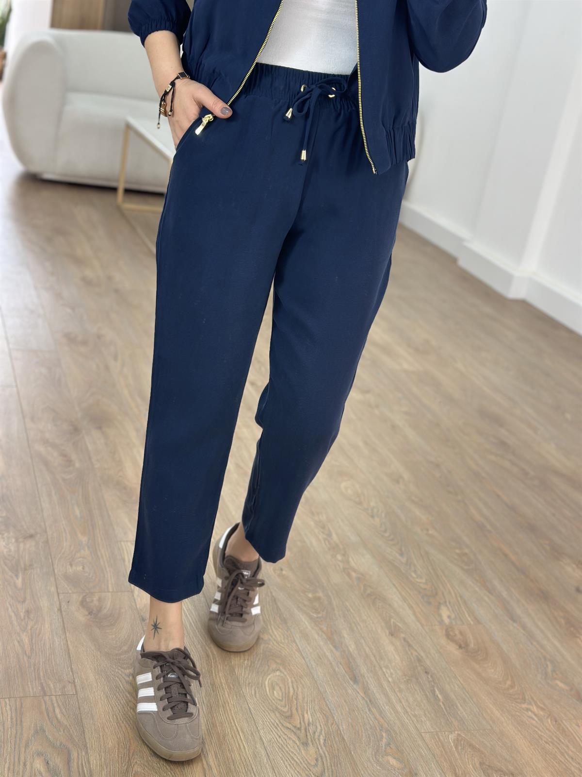 Fermuarlı Pantolon Ceket Takım - Lacivert