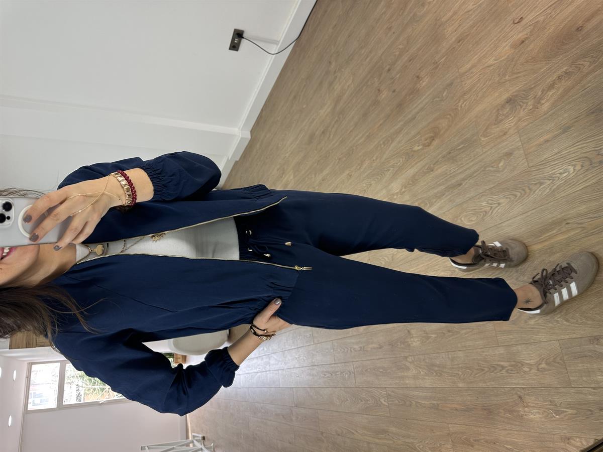 Fermuarlı Pantolon Ceket Takım - Lacivert