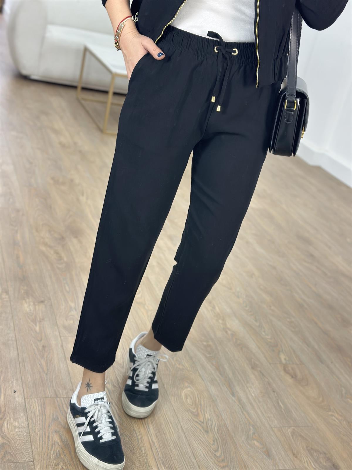 Fermuarlı Pantolon Ceket Takım - Siyah