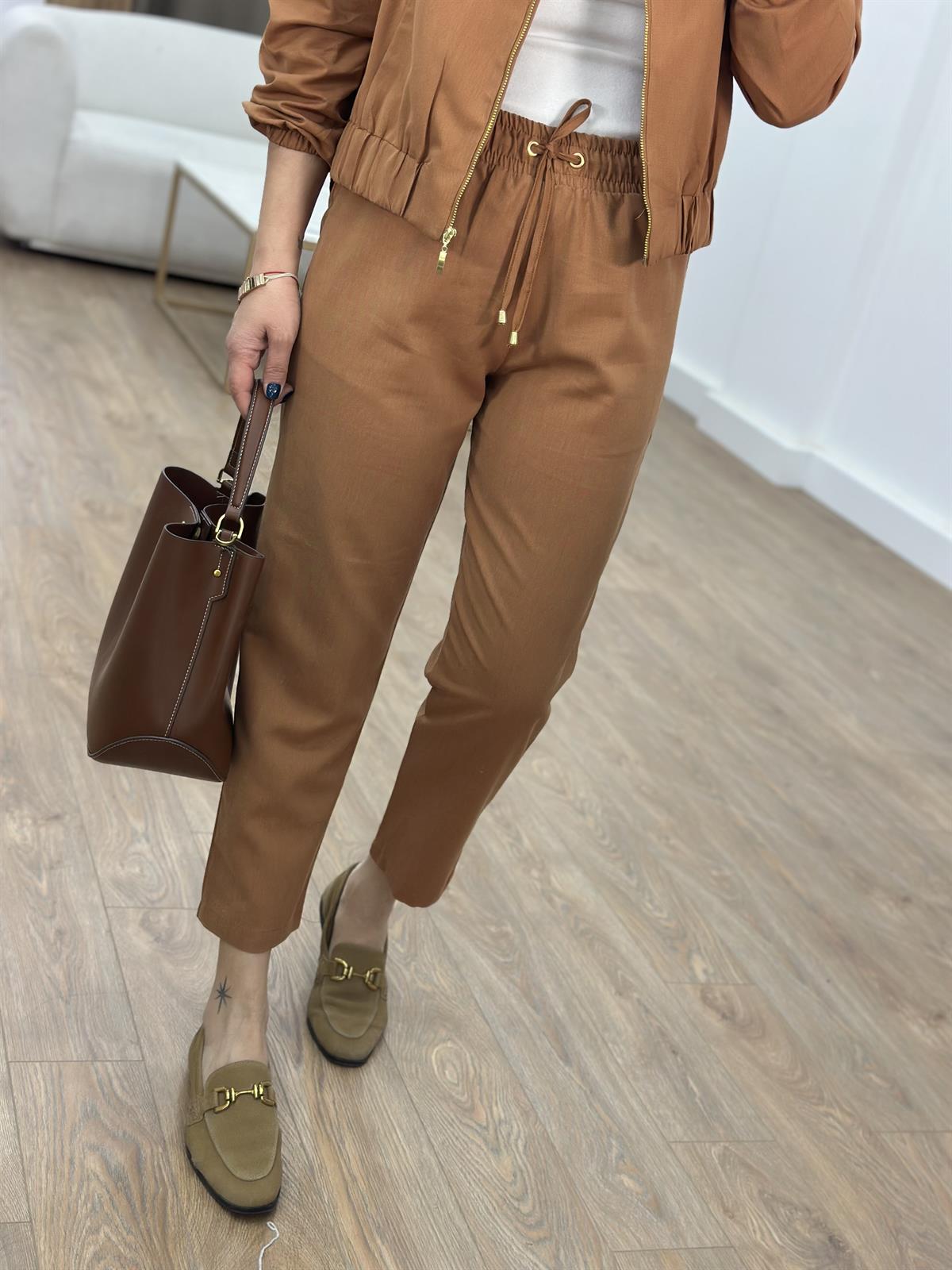 Fermuarlı Pantolon Ceket Takım - Tarçın