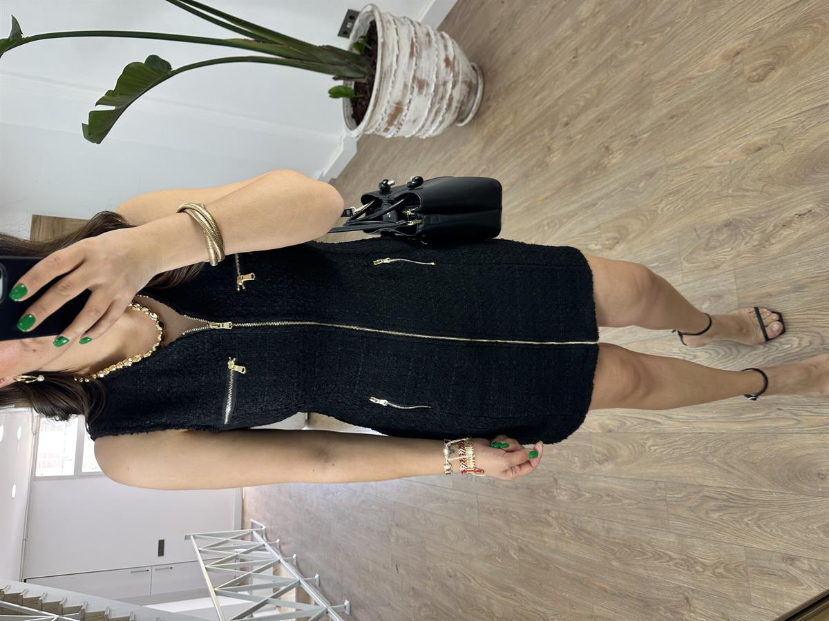 Fermuarlı Tüvit Elbise