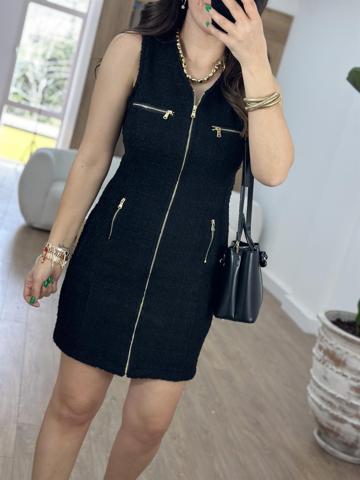 Fermuarlı Tüvit Elbise