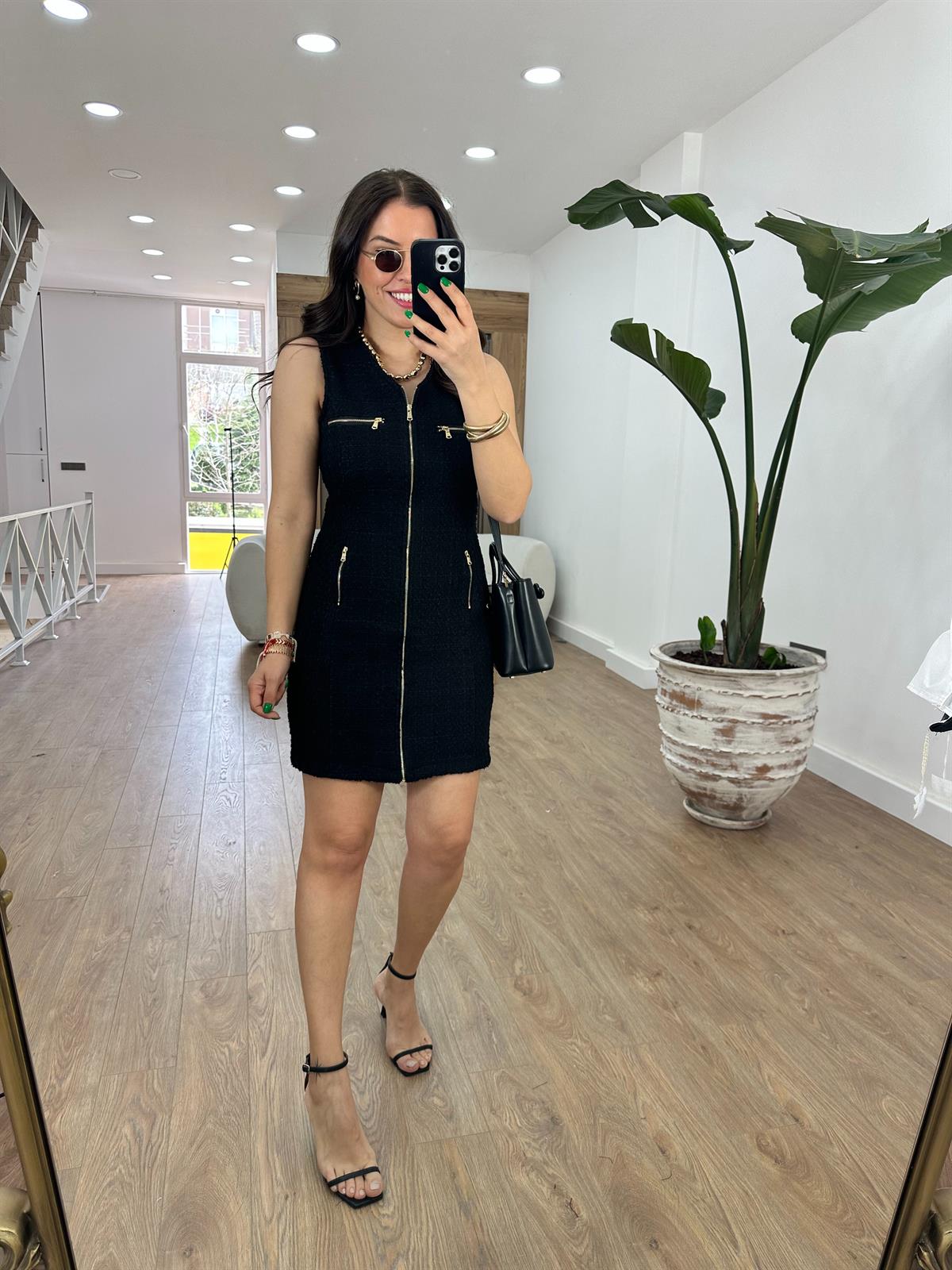 Fermuarlı Tüvit Elbise