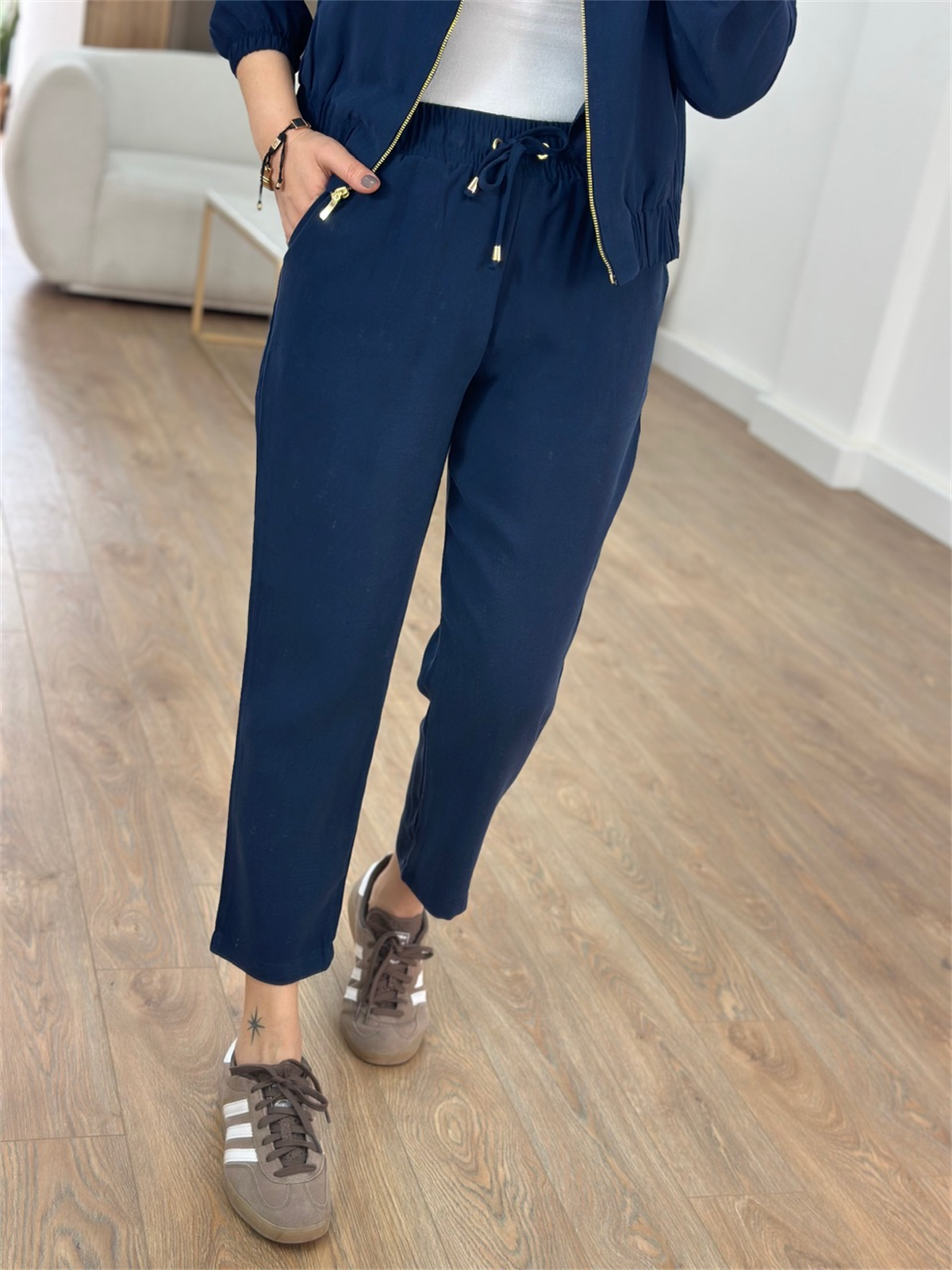 Fermuarlı Pantolon Ceket Takım - Lacivert