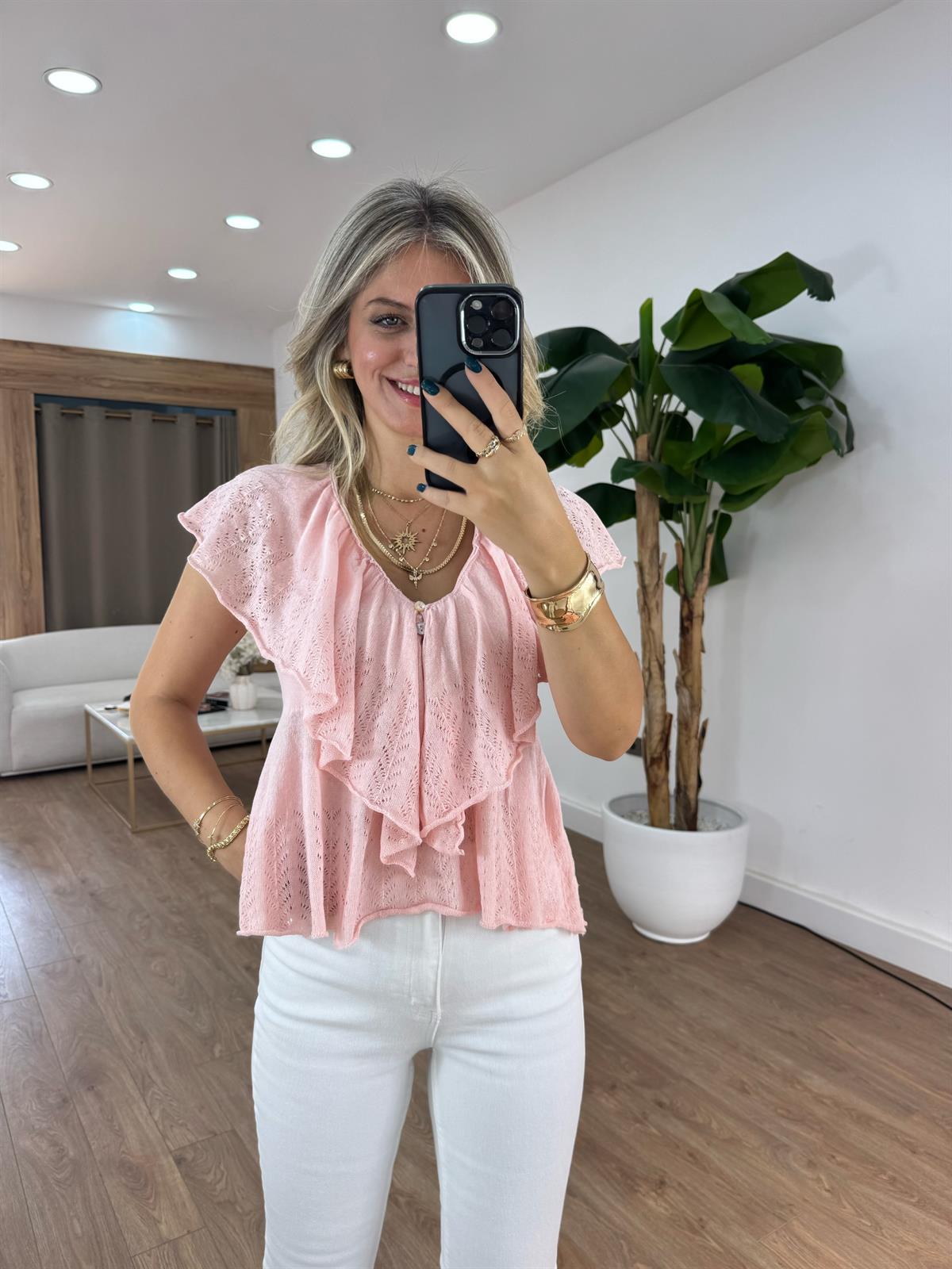 Fırfırlı İnce Triko Bluz 