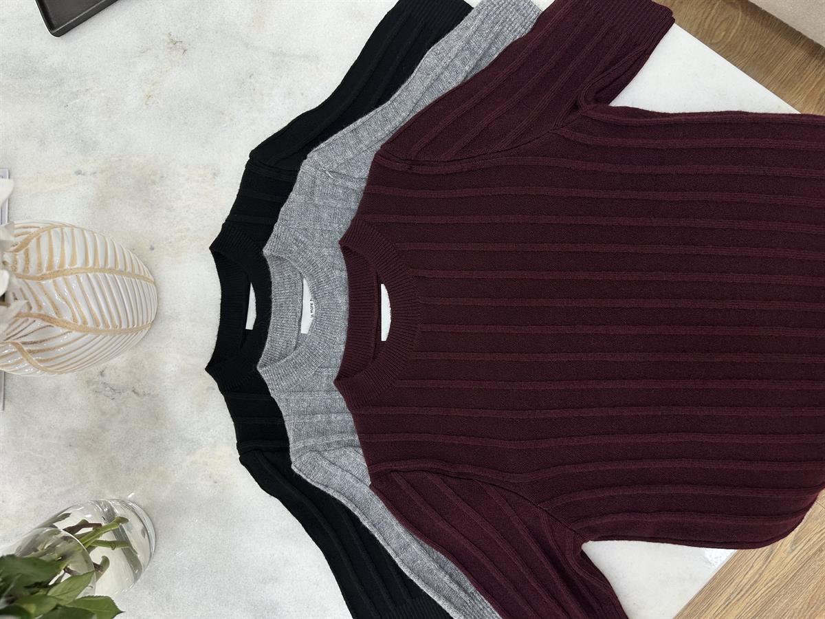 Fitilli Kısa Kol Kazak-Bordo