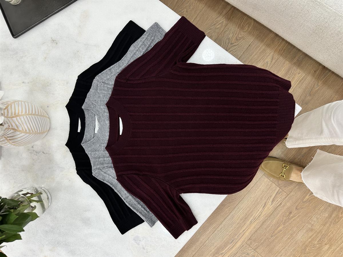 Fitilli Kısa Kol Kazak-Siyah