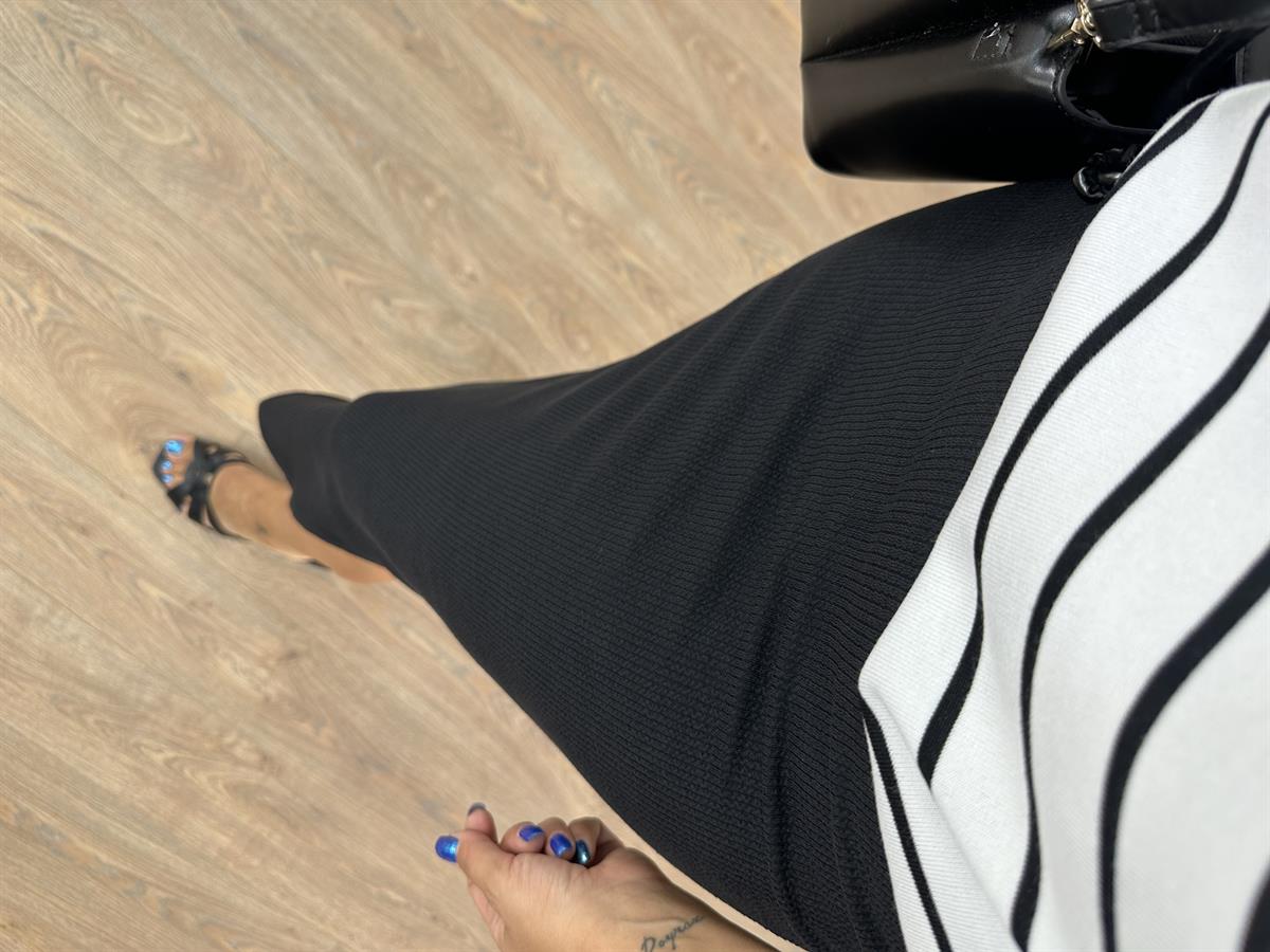 Fitilli Yanı Yırtmaçlı Etek-Siyah