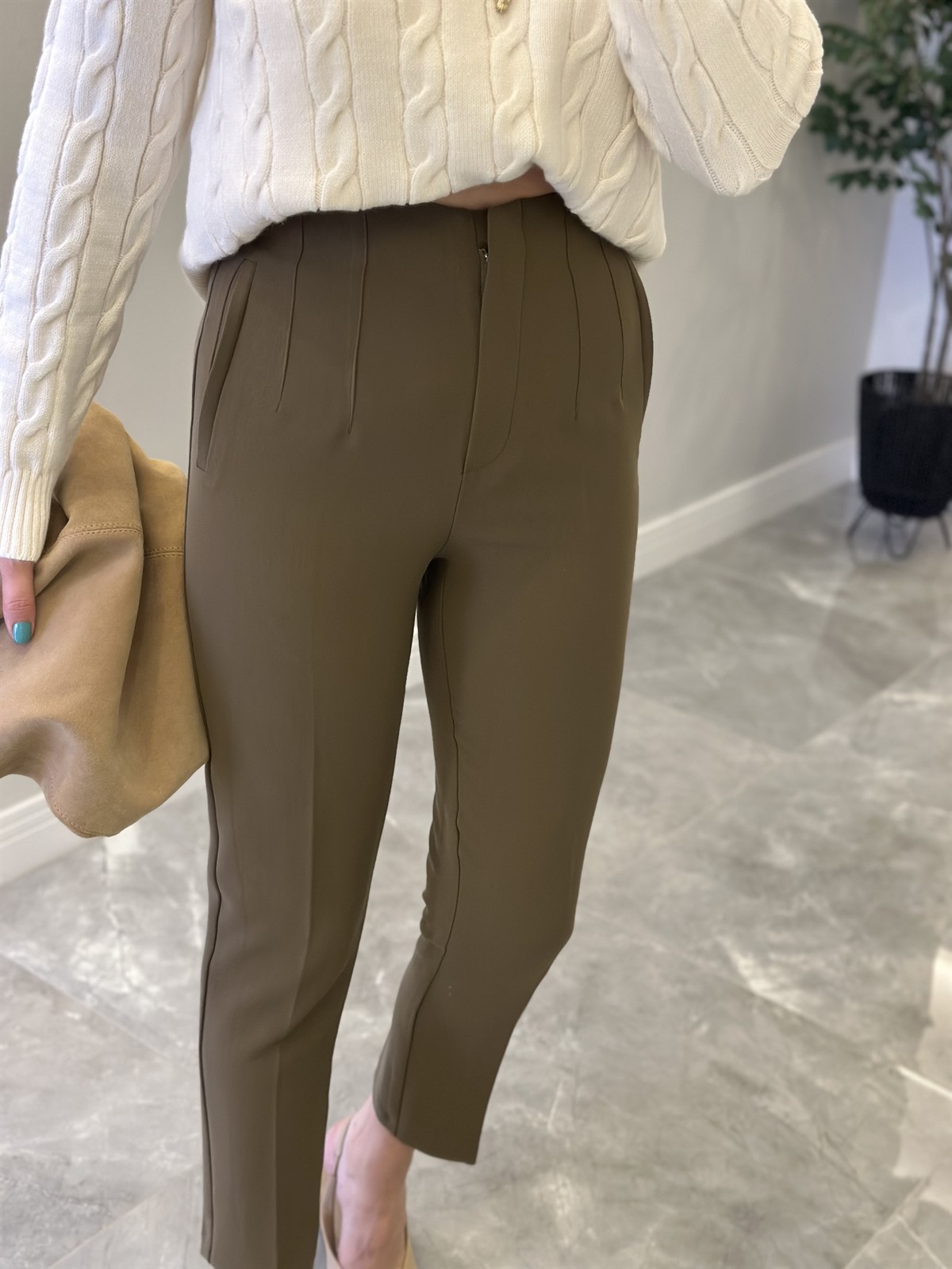 Flatolu Havuç Pantolon - Haki