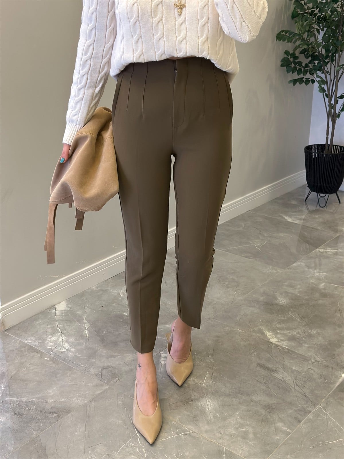 Flatolu Havuç Pantolon - Haki