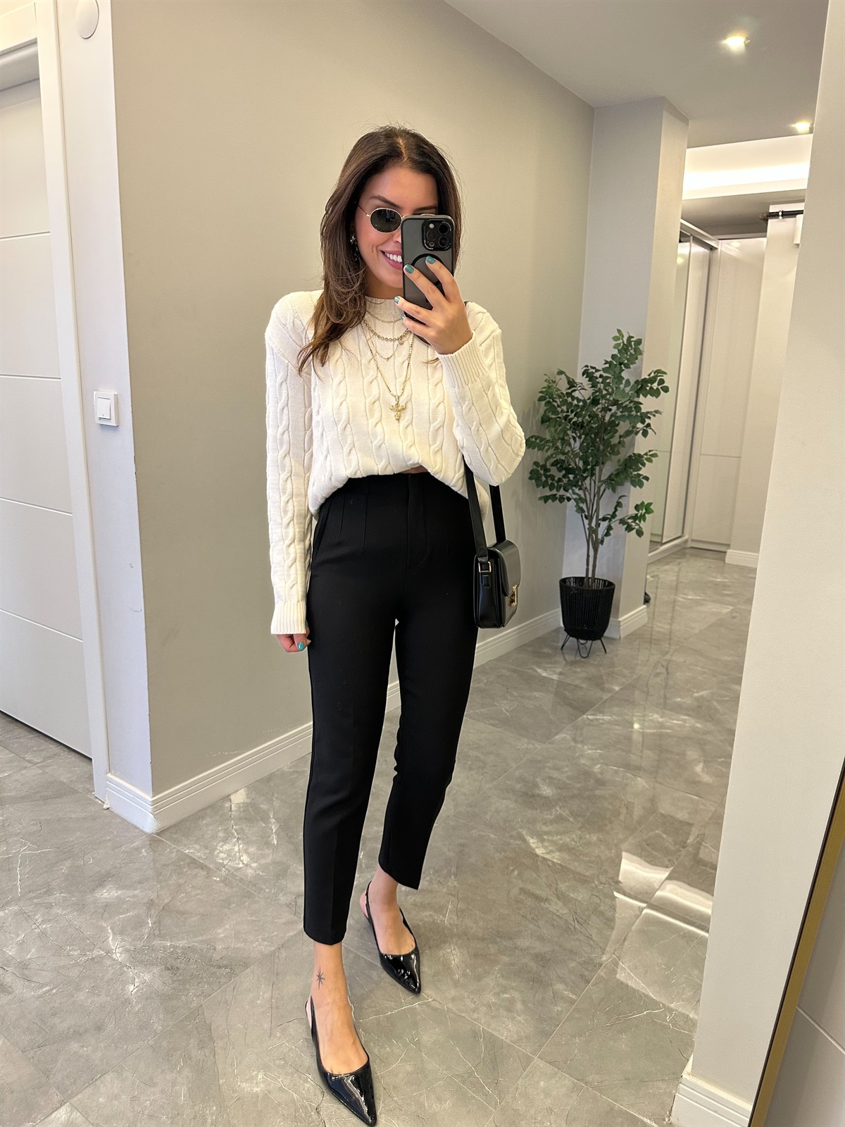 Flatolu Havuç Pantolon - Siyah