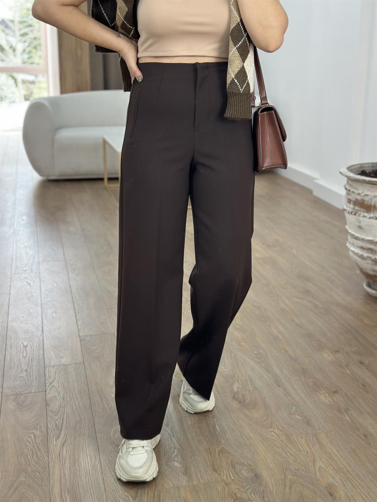 Flatolu Palazzo Pantalon-Kahverengi