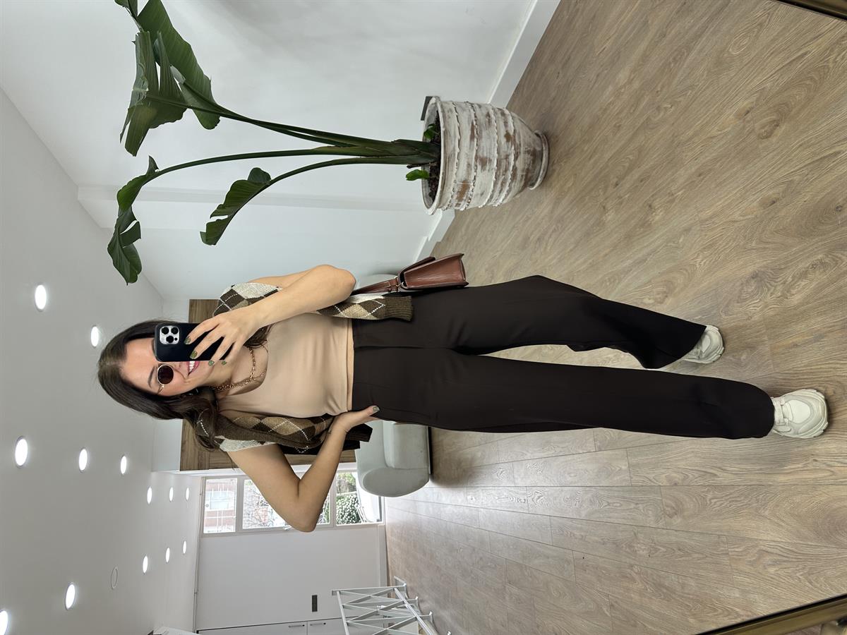 Flatolu Palazzo Pantalon-Kahverengi