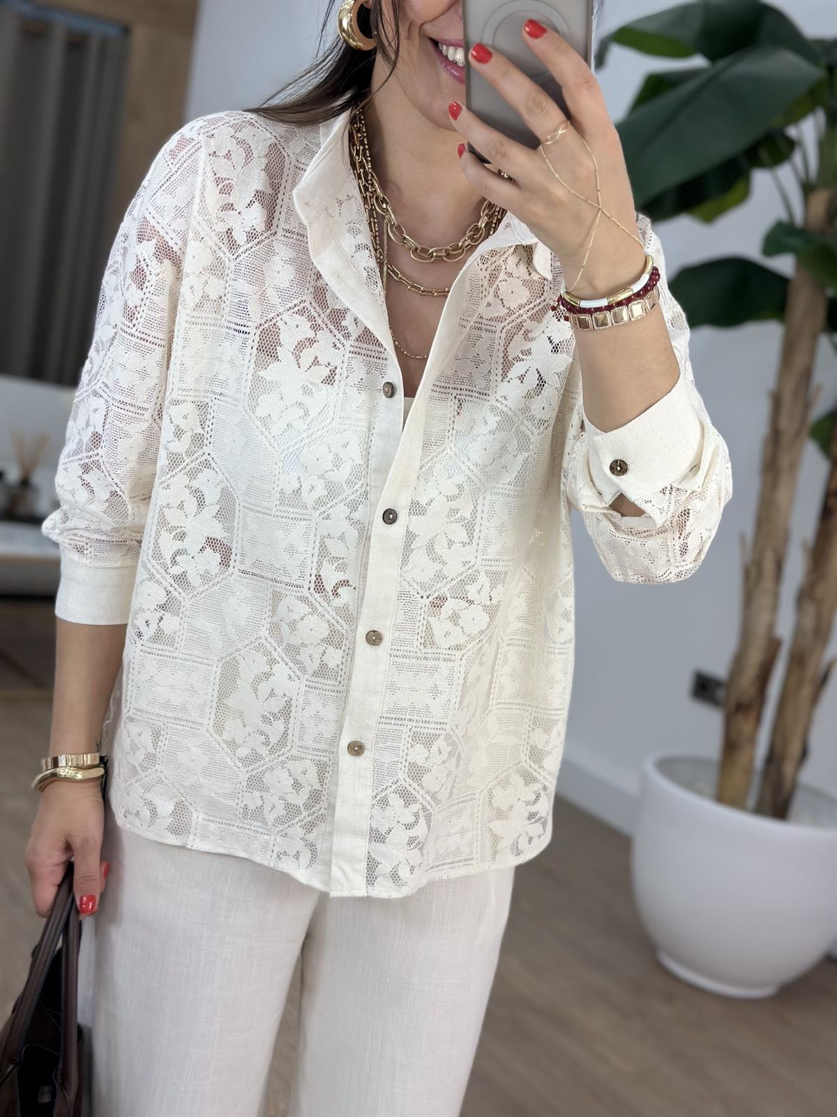 Full Dantel Detaylı Gömlek 