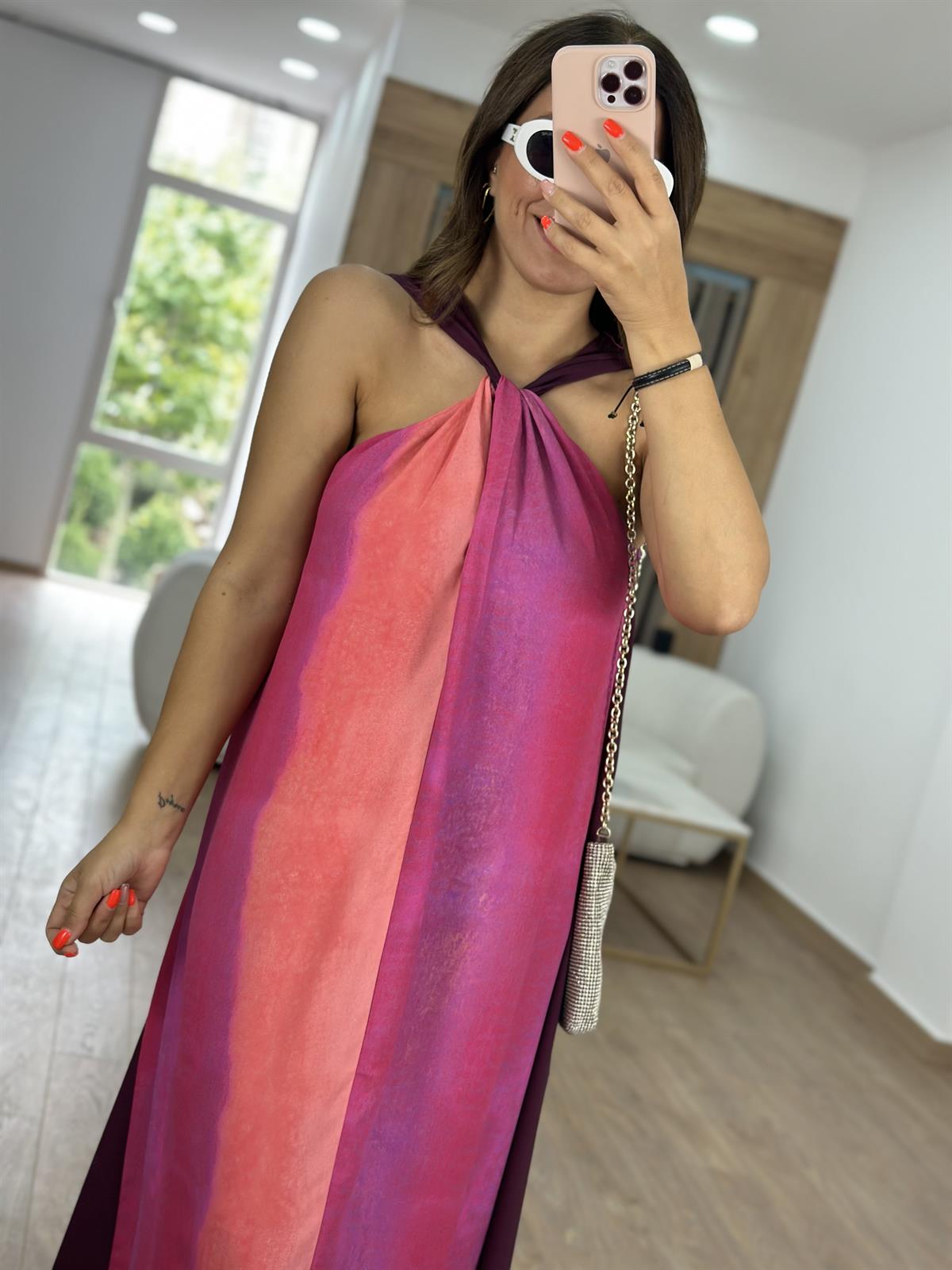 Fuşya Renk Geçişli Elbise